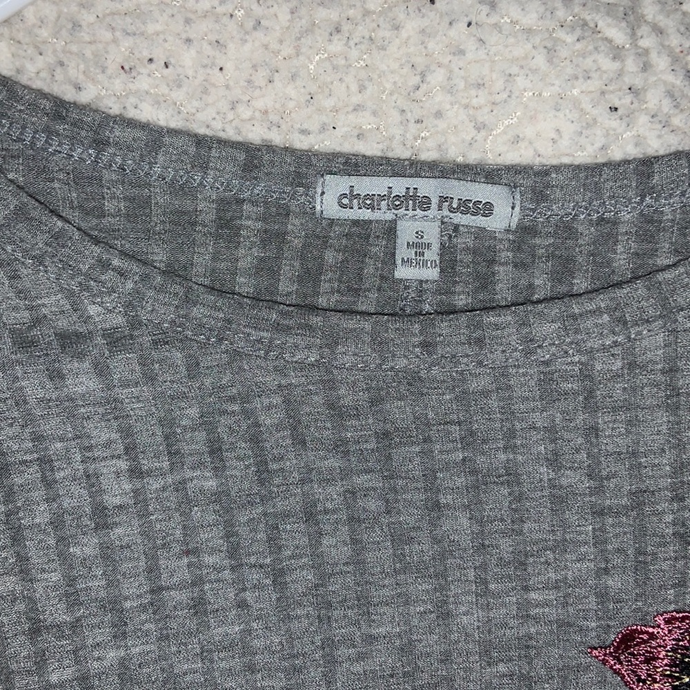 Grey Rose embroidered Charlotte Russe Body suit